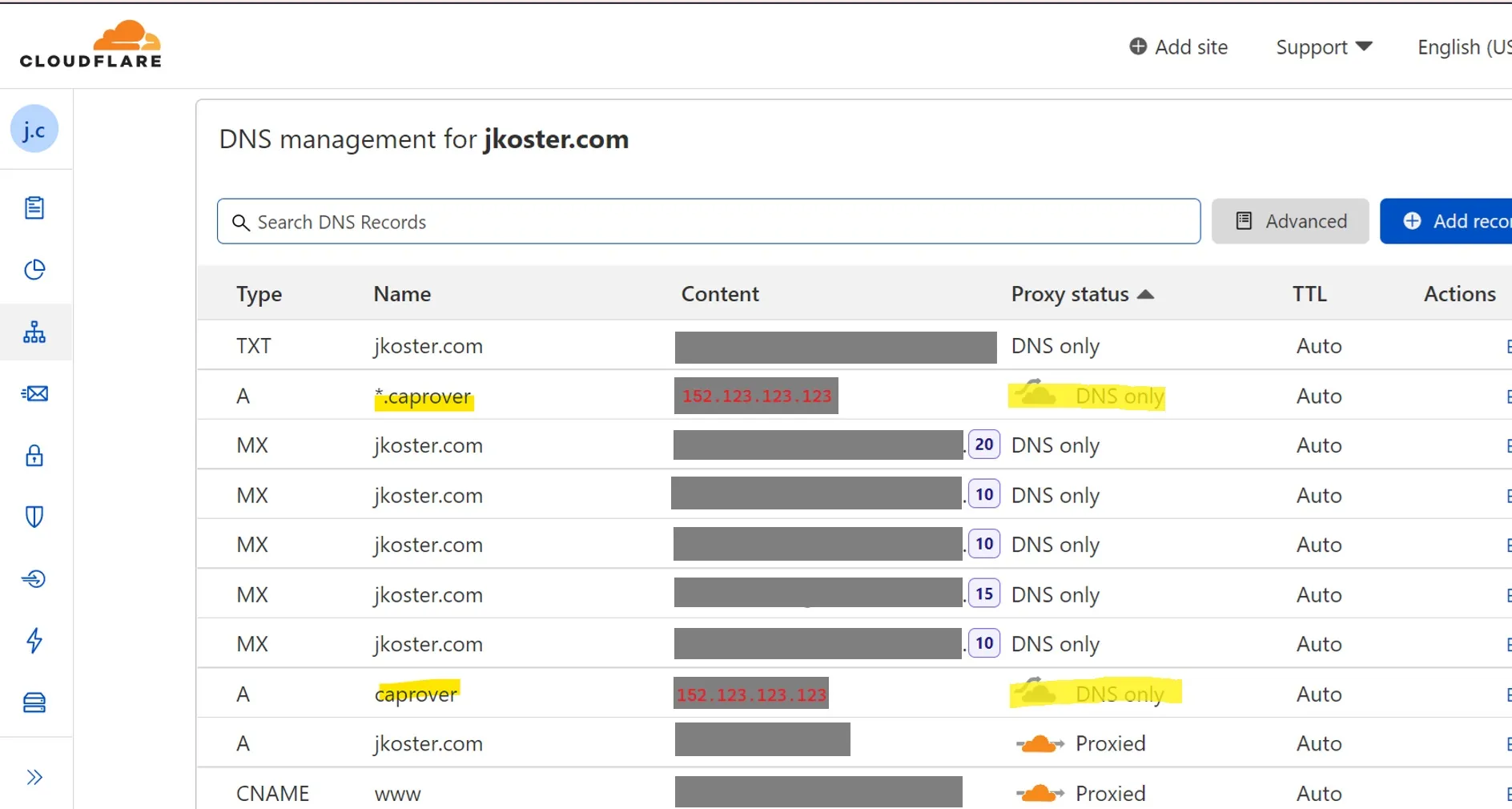 Cloudflare DNS Configuratiuon