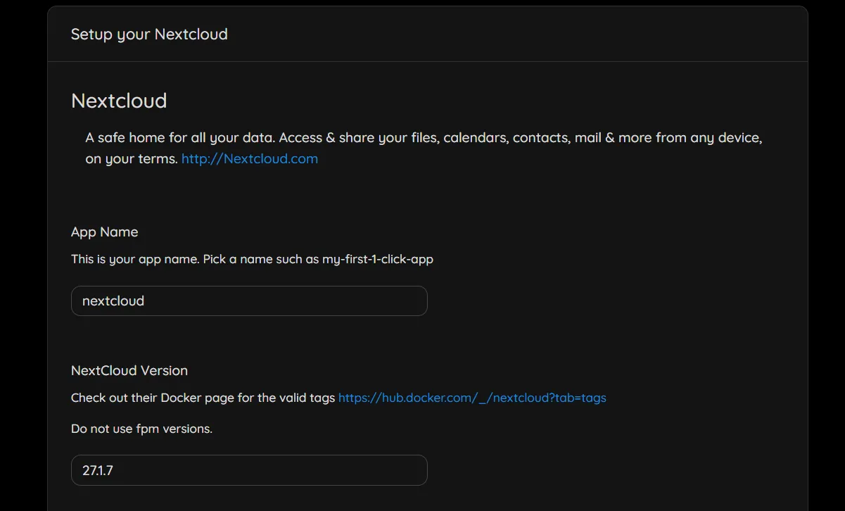 Set Nextcloud Version